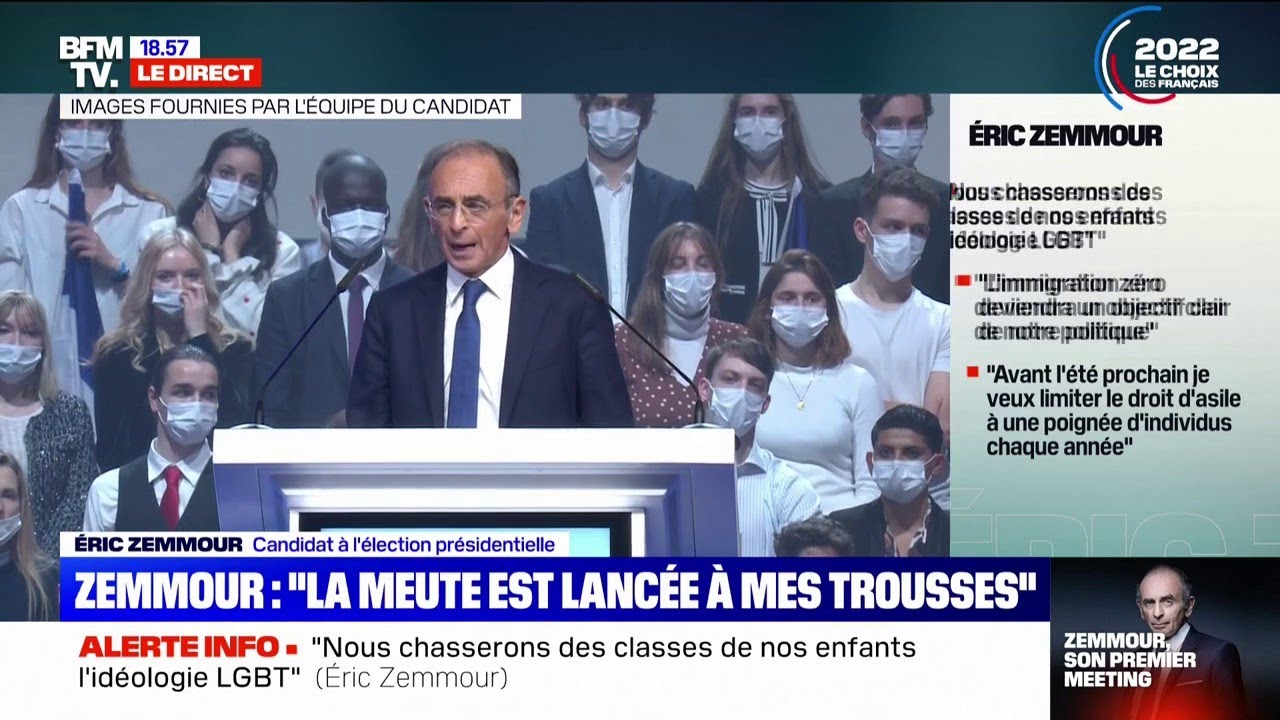 Revoir le discours d'Éric Zemmour lors de son meeting de campagne à Villepinte