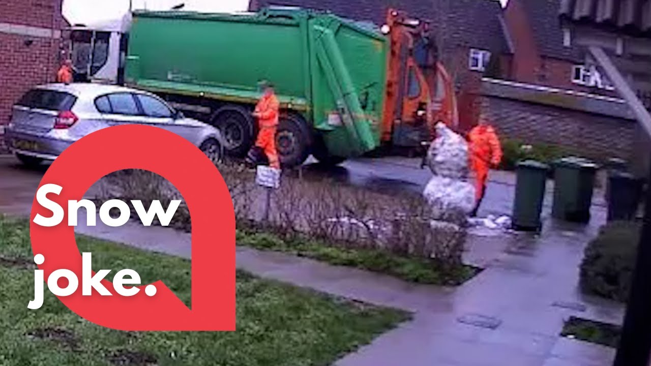 Binman sacked after being caught on CCTV kicking over child's snowman | SWNS