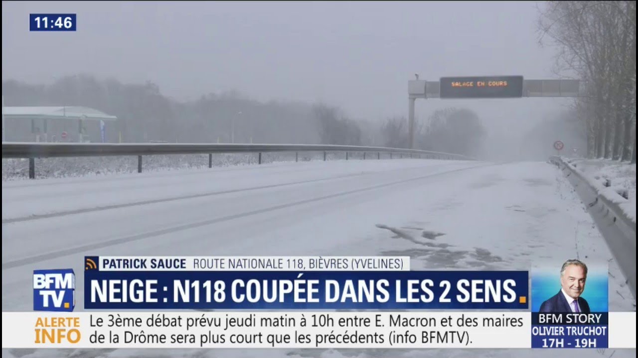Neige: la N118 est coupée dans les deux sens de circulation