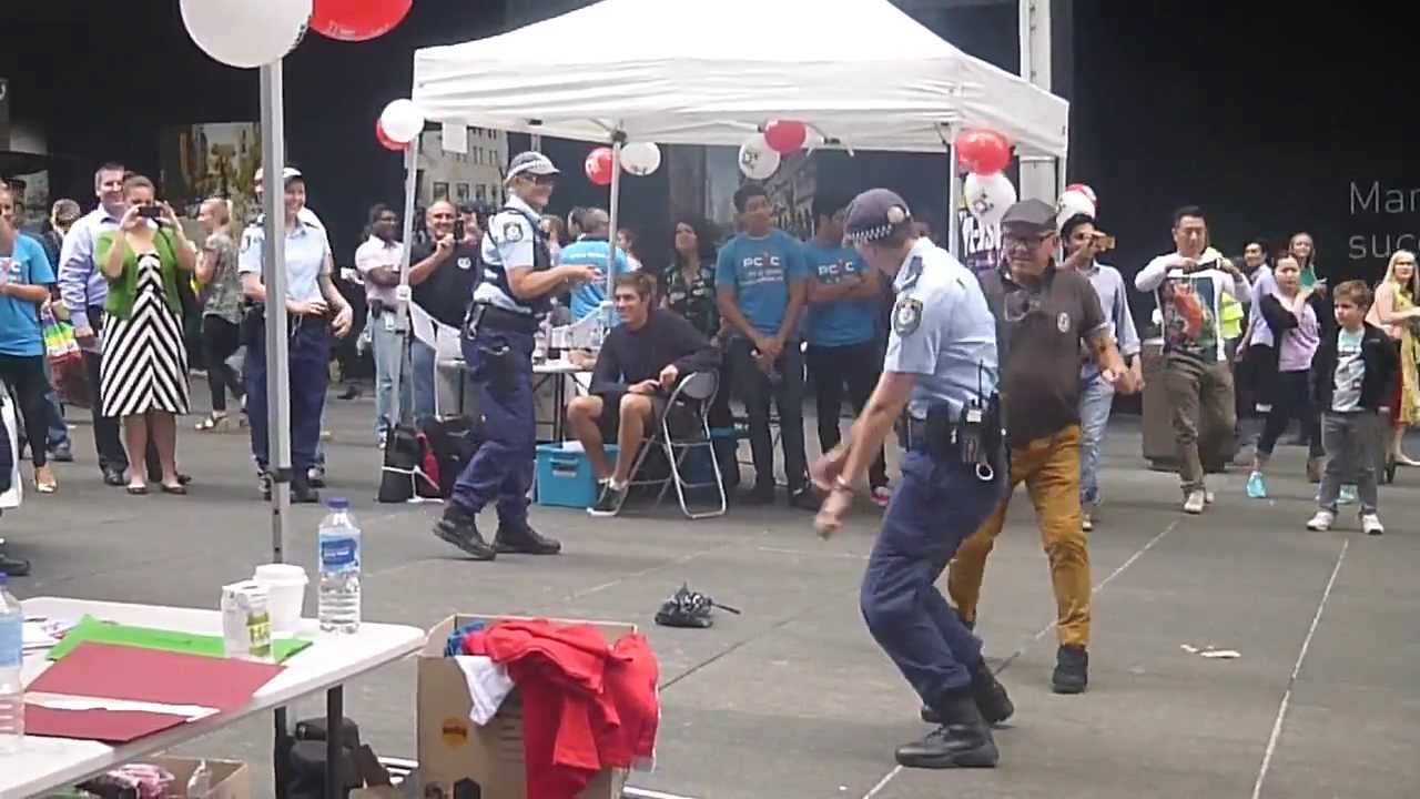 NSW Police Officer Dancing At PCYC Event, Martin Place