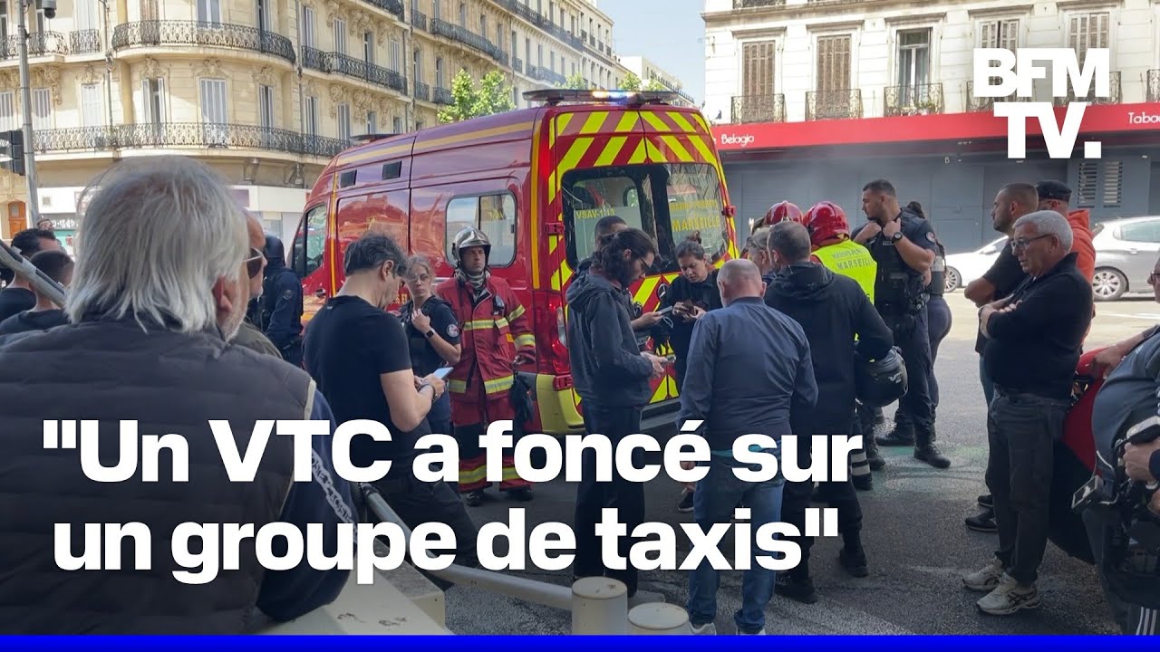 À Marseille, une voiture fonce sur des piétons en marge de la manifestation des chauffeurs de taxi
