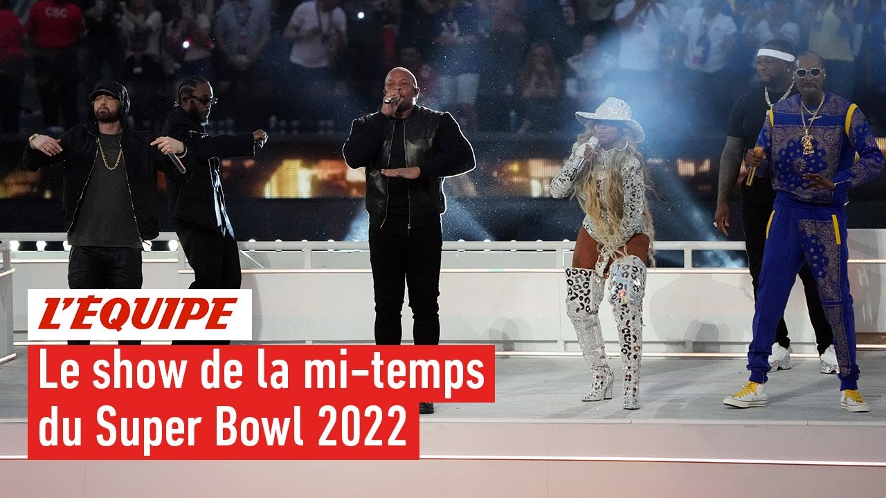 FOOT US - NFL : Le halftime show Super Bowl 2022 avec Dr Dre, Snoop Dogg, Eminen, Mary J-Blige...