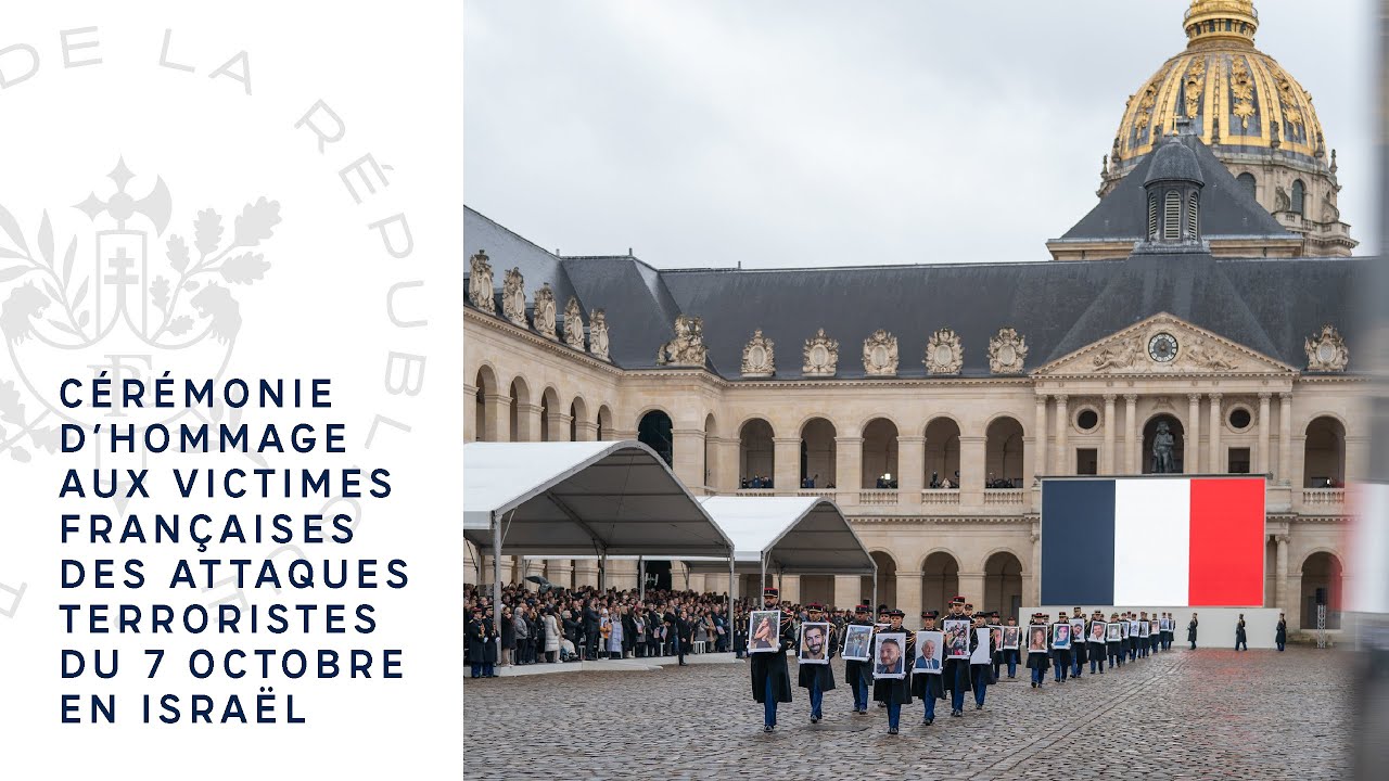 Cérémonie d'hommage aux victimes françaises des attaques terroristes du 7 octobre en Israël.