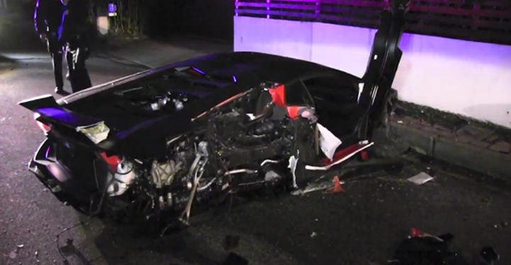 La Lamborghini de Chris Brown totalement détruite après un accident de voiture !