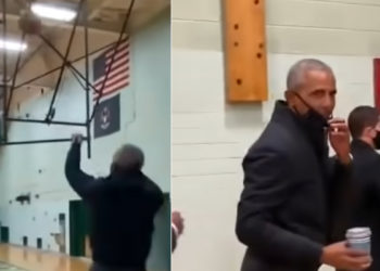 USA : Quand Barack Obama réalise un panier à 3 points pendant une campagne pour Joe Biden