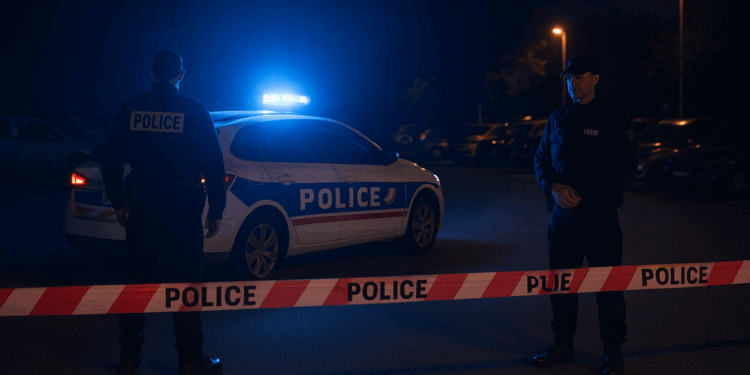 Des policiers bloquants l'accès à un parking / Illustration