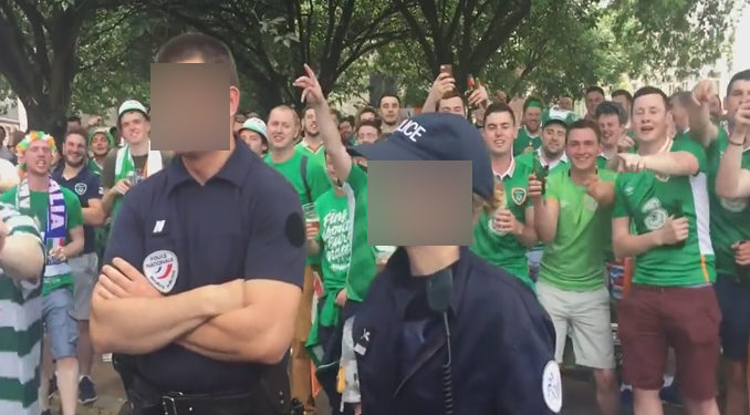 Euro2016 : Quand les supporters de l&rsquo;Irlande draguent une policière française !