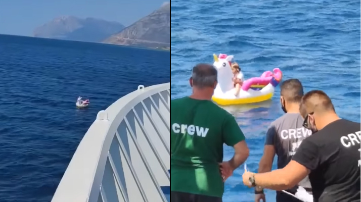 Grèce : Une petite fille de 5 ans sauvée par un ferry après avoir dérivé sur une bouée licorne