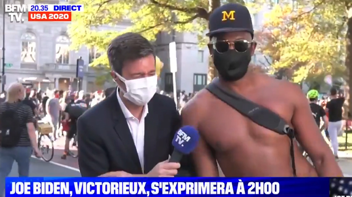 Élection US : Un envoyé spécial de BFMTV pris d&rsquo;un fou rire après l&rsquo;intervention d&rsquo;un américain