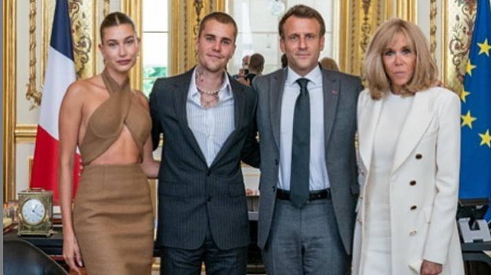 Justin Bieber et son épouse Hailey Baldwin ont été reçus à l’Élysée par Emmanuel et Brigitte Macron