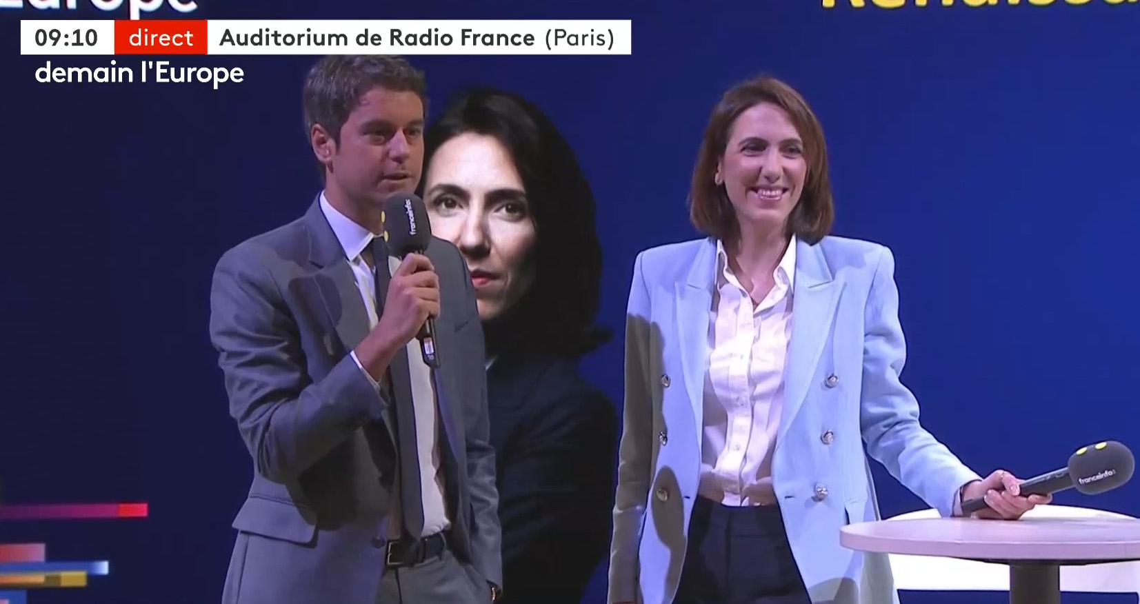 Le Premier Ministre, Gabriel Attal, débarque en direct sur France 2 et interrompt sa candidate Valérie Hayer